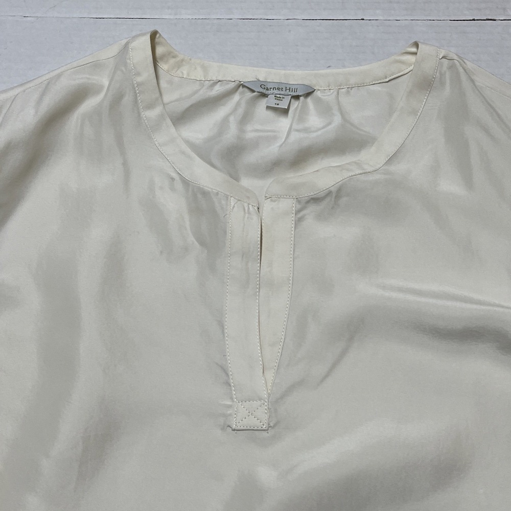 Garnet Hill Top Ivory Silk Blouse V Neck Size 18 Quiet Luxury Capsule‎ Office - Picture 6 of 13
